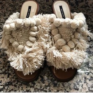 Zara High Heeled Pompom Sandals. Size EU 38